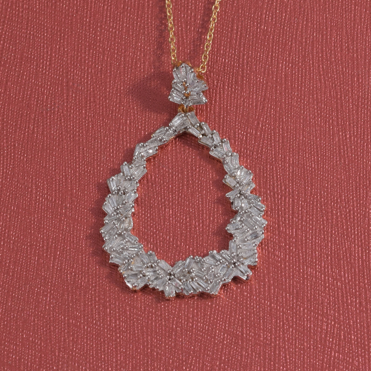 GP - Natural Diamond &amp; Blue Sapphire Pendant with Chain (Size 20) in 18K Vermeil Yellow Gold Plated Sterling Silver 0.54 Ct. V32685994 2
