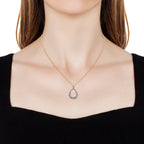 GP - Natural Diamond & Blue Sapphire Pendant with Chain (Size 20) in 18K Vermeil Yellow Gold Plated Sterling Silver 0.54 Ct._2844923_2