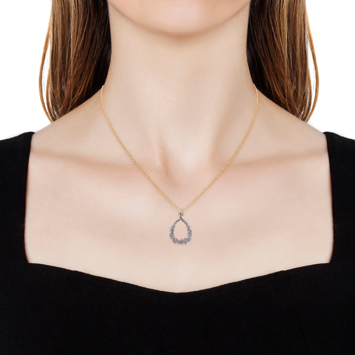 GP - Natural Diamond &amp; Blue Sapphire Pendant with Chain (Size 20) in 18K Vermeil Yellow Gold Plated Sterling Silver 0.54 Ct. V32685994 3