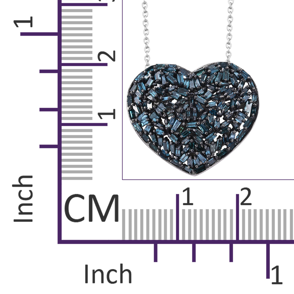 GP Amore Collection - Blue Diamond &amp; Blue Sapphire Heart Pendant with Chain (Size 20) in Sterling Silver 1.00 Ct. 2887807 6