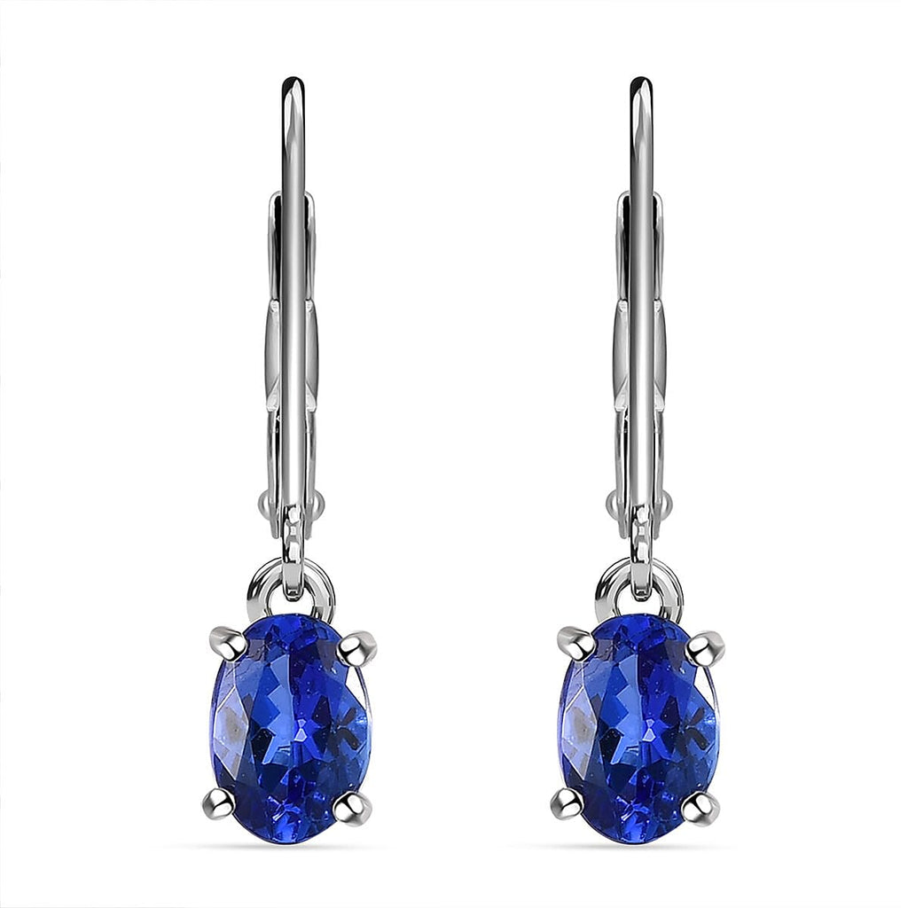 RHAPSODY 950 Platinum AAAA Tanzanite (Ovl) Lever Back Earrings 1.77 Ct.