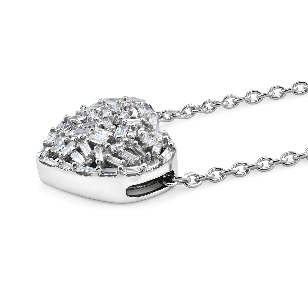 GP - Natural Diamond &amp; Blue Sapphire Heart Pendant with Chain (Size - 20) in Rhodium Overlay Sterling Silver 0.40 Ct. 2912198 4