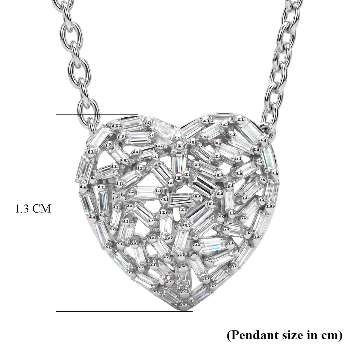 GP - Natural Diamond &amp; Blue Sapphire Heart Pendant with Chain (Size - 20) in Rhodium Overlay Sterling Silver 0.40 Ct. 2912198 8