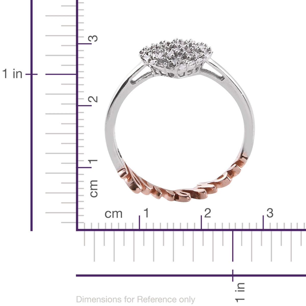 GP Diamond Kanchanaburi Blue Sapphire &amp; Baguette Diamond Heart Ring in Platinum &amp; Rose Gold Overlay Sterling Silver 2912211 4