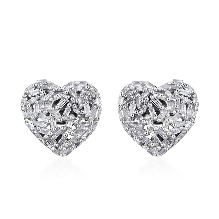 GP - Red Diamond &amp; Blue Sapphire Heart Earrings with Push Back in Platinum Overlay Sterling Silver 0.50 Ct. 2964469 1