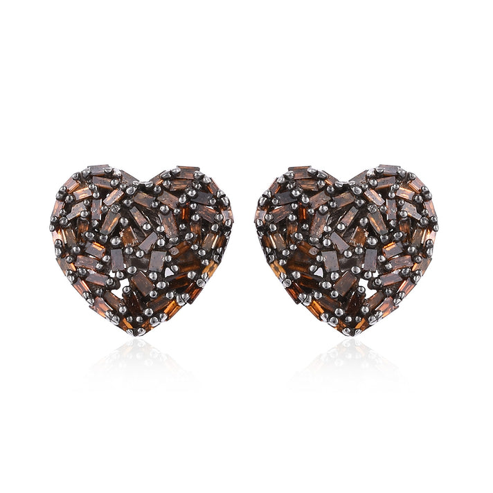 GP - Red Diamond &amp; Blue Sapphire Heart Earrings with Push Back in Platinum Overlay Sterling Silver 0.50 Ct. 2964469 1