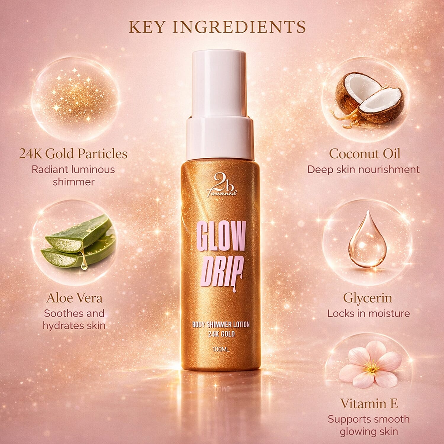 2bTanned Glow Drip - 24K Gold - 100ml 8479773 2