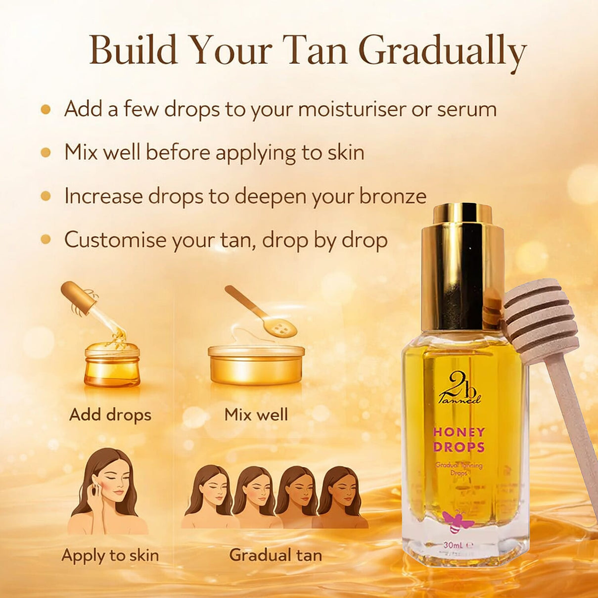 2bTanned Honey Drops for Self Tanning - 50ml 8479814 4