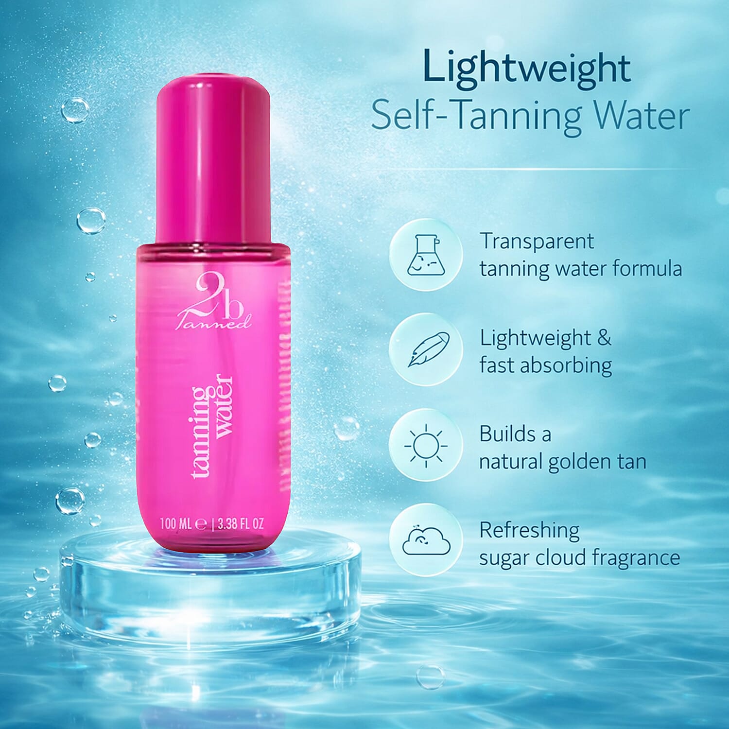 2bTanned Self Tanning Water - 100ml 8479810 1