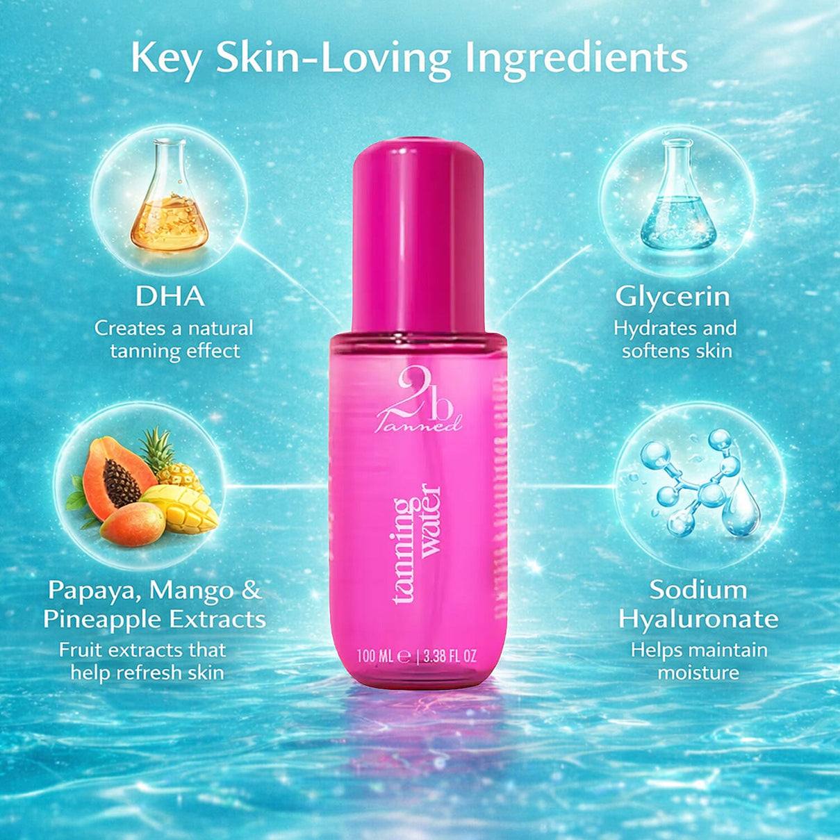 2bTanned Self Tanning Water - 100ml 8479810 2