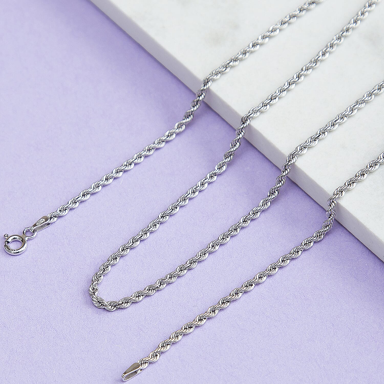 2mm Hollow Rope Chain 18 Inch in 9K White Gold 7581532 1