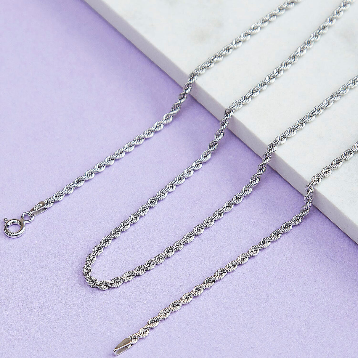 2mm Hollow Rope Chain 20 Inch in 9K White Gold 7581509 1