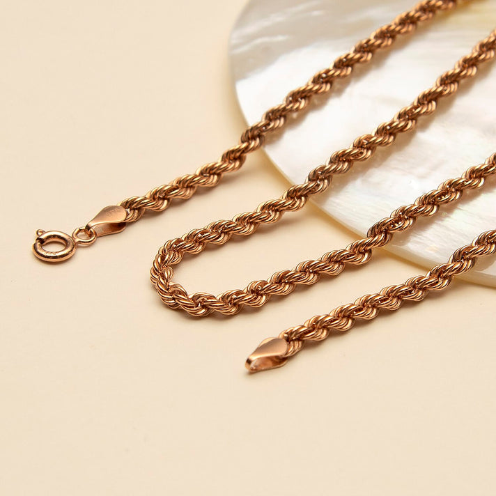 3.2mm Hollow Rope Chain 18 Inch in 9K Rose Gold 7588018 2