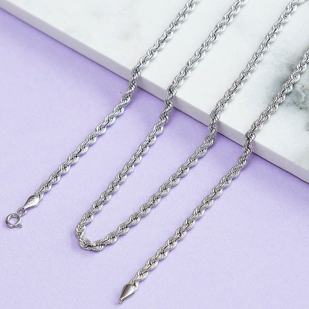 3.2mm Hollow Rope Chain 24 Inch in 9K White Gold 7581067 1