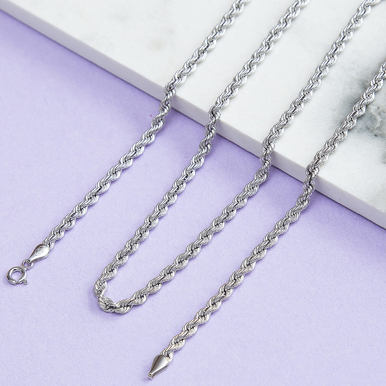 3.2mm Hollow Rope Chain 24 Inch in 9K White Gold 7581067 1