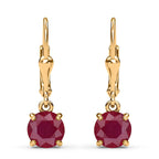African Ruby Earrings (with Lever Back) in 18K Vermeil Yellow Gold Plated Sterling Silver 4.13 Ct.