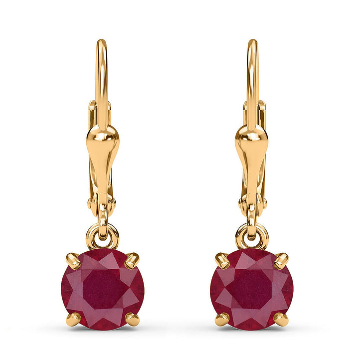 3.75 Ct African Ruby Solitaire Lever Back Earrings in Gold Plated Sterling Silver 3341899 1