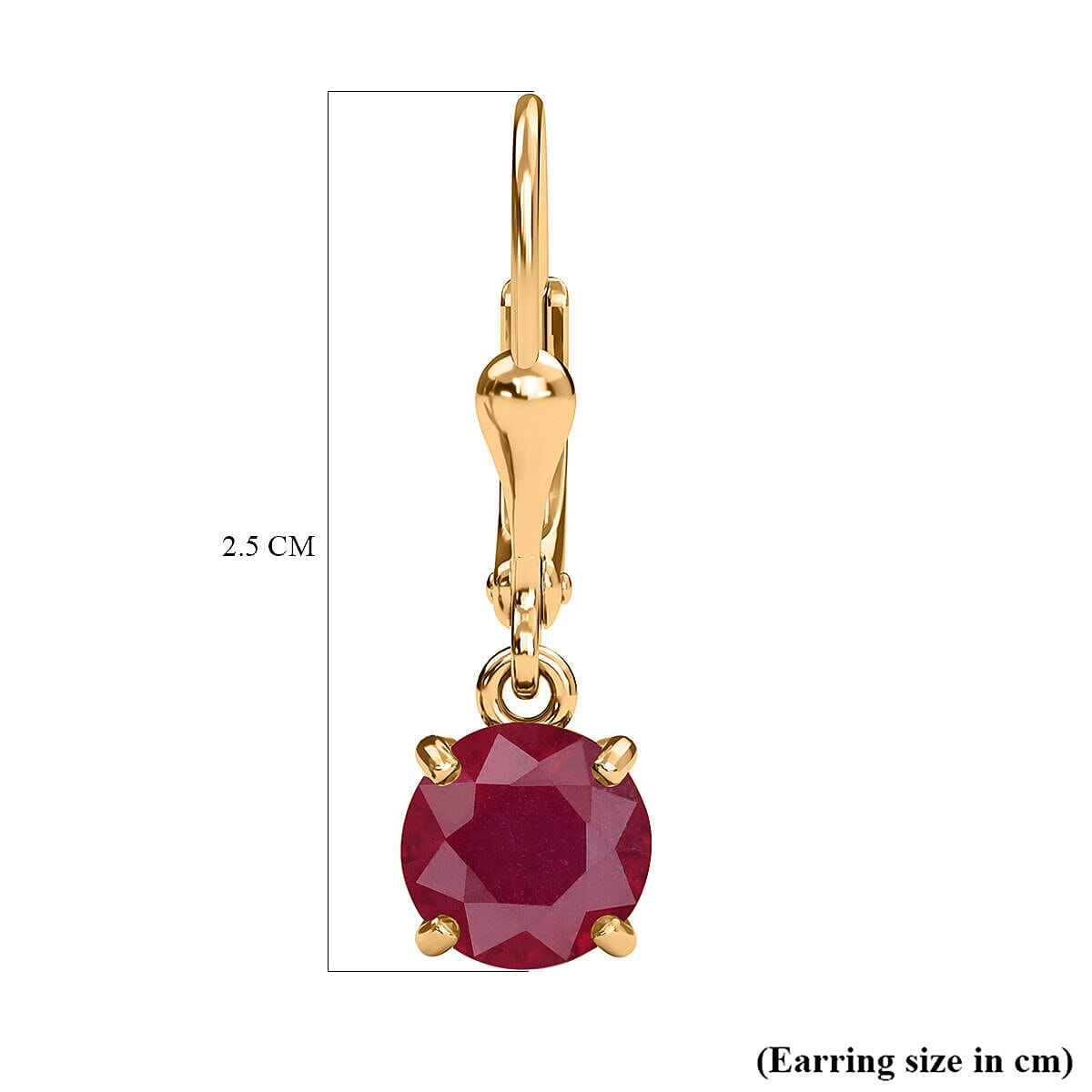 3.75 Ct African Ruby Solitaire Lever Back Earrings in Gold Plated Sterling Silver 3341899 12