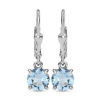 D'Joy Sky Blue Topaz Earrings with Lever Back in Platinum Overlay Sterling Silver 2.92 Ct.