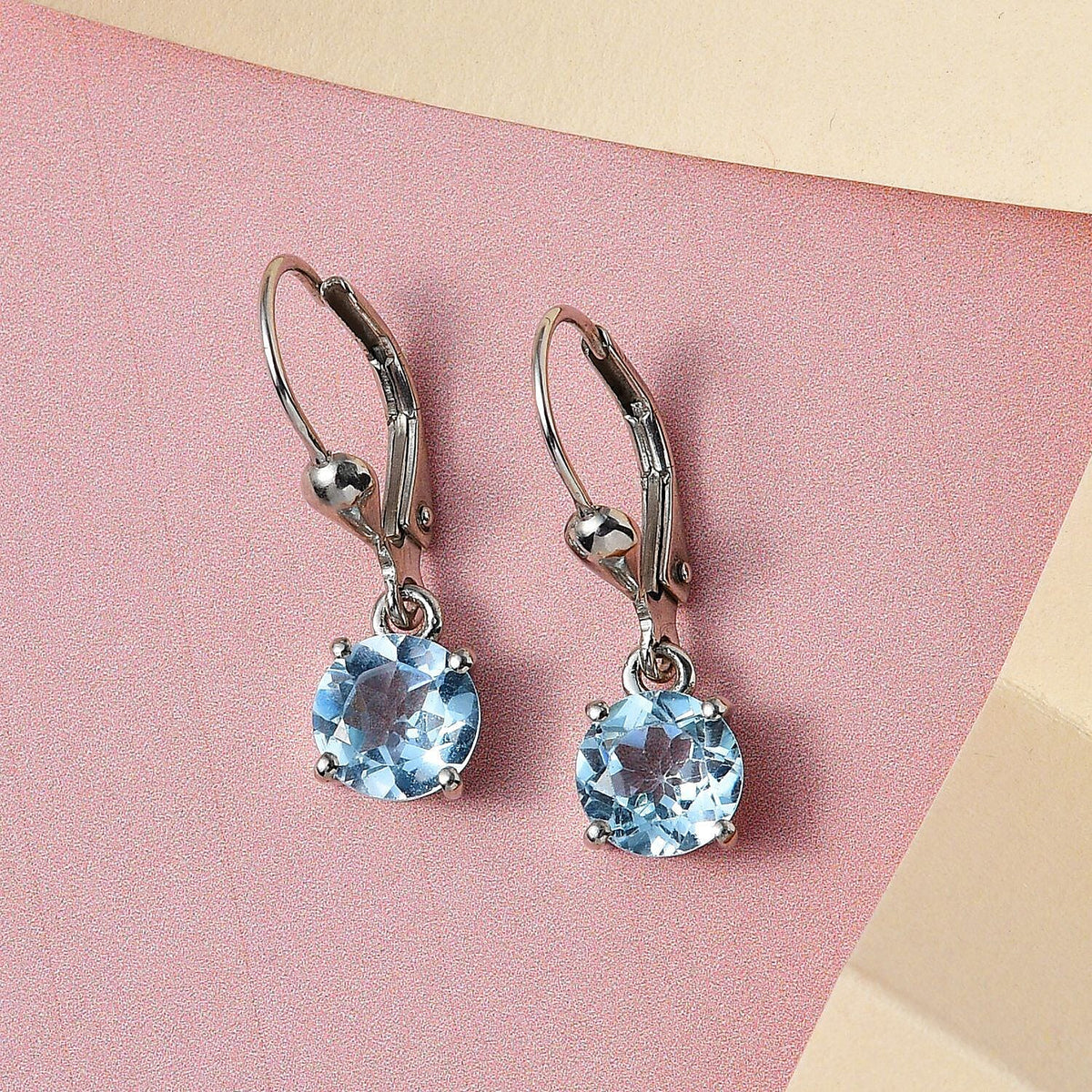 3 Carat AA Sky Blue Topaz Solitaire Drop Earrings in Platinum Plated Sterling Silver 3341910 2