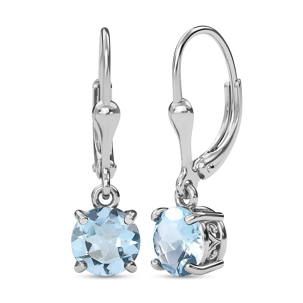 3 Carat AA Sky Blue Topaz Solitaire Drop Earrings in Platinum Plated Sterling Silver 3341910 4