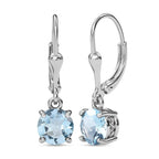 D'Joy Sky Blue Topaz Earrings with Lever Back in Platinum Overlay Sterling Silver 2.92 Ct.