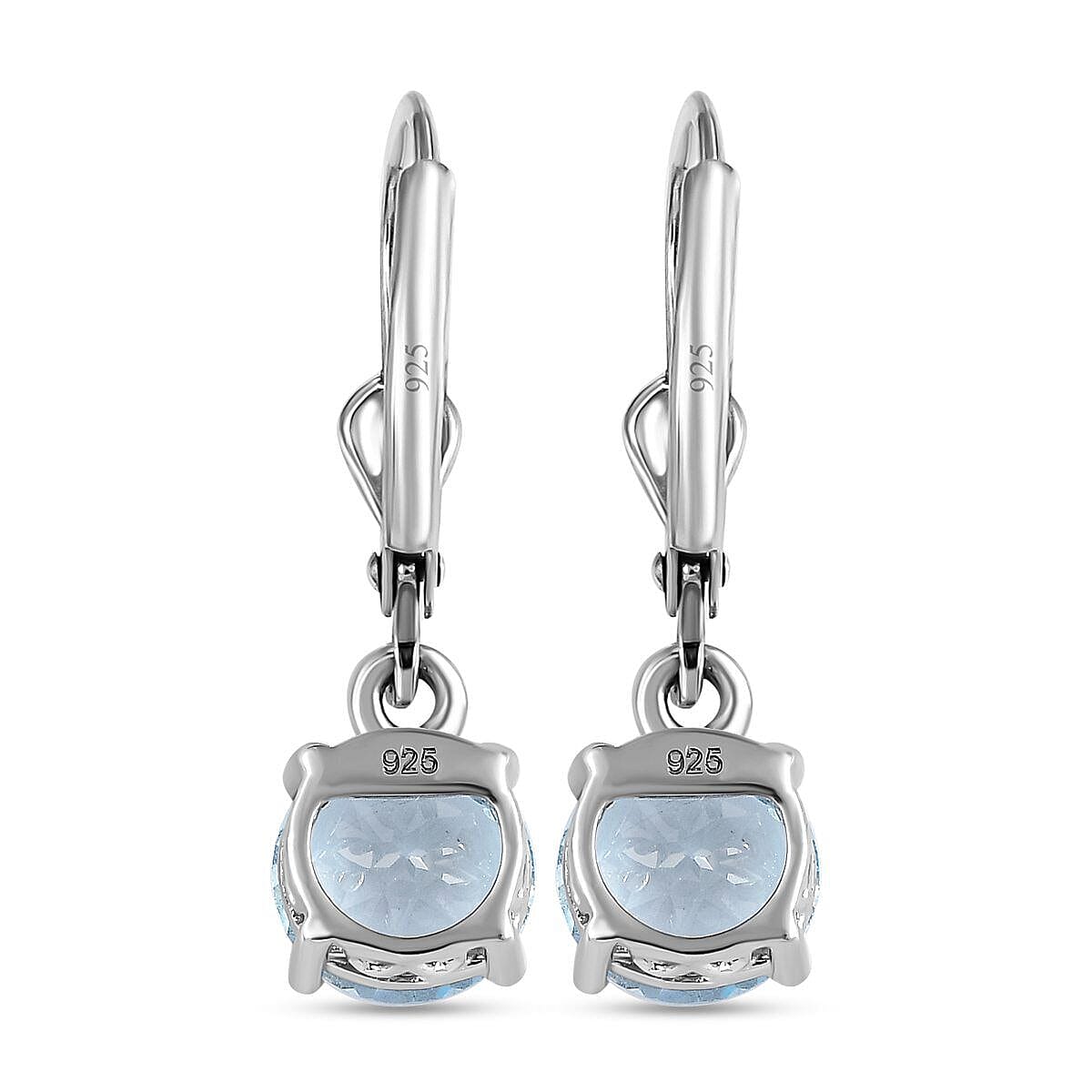 3 Carat AA Sky Blue Topaz Solitaire Drop Earrings in Platinum Plated Sterling Silver 3341910 5
