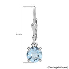D'Joy Sky Blue Topaz Earrings with Lever Back in Platinum Overlay Sterling Silver 2.92 Ct.