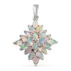D'Joy Ethiopian Welo Opal Cluster Pendant in Platinum Overlay Sterling Silver 3.27 Ct.