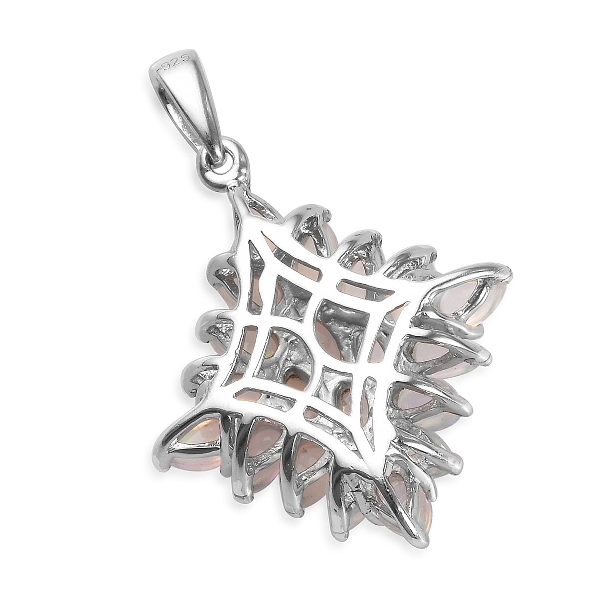 3 Carat Ethiopian Welo Opal Cluster Pendant in Platinum Plated Sterling Silver 3589724 4