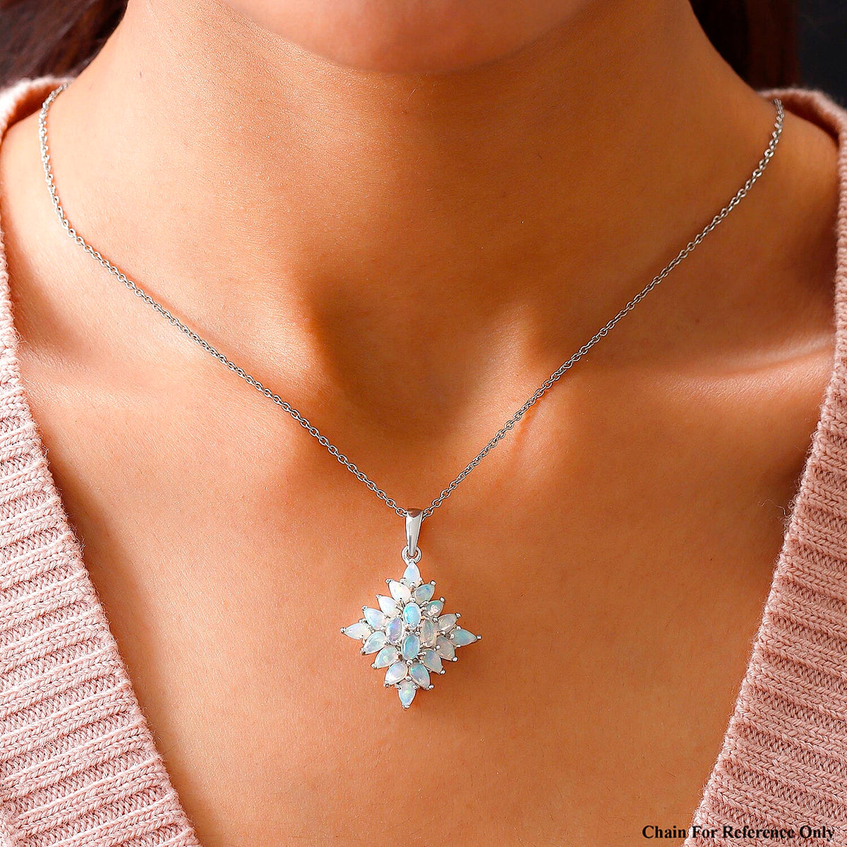 3 Carat Ethiopian Welo Opal Cluster Pendant in Platinum Plated Sterling Silver 3589724 5