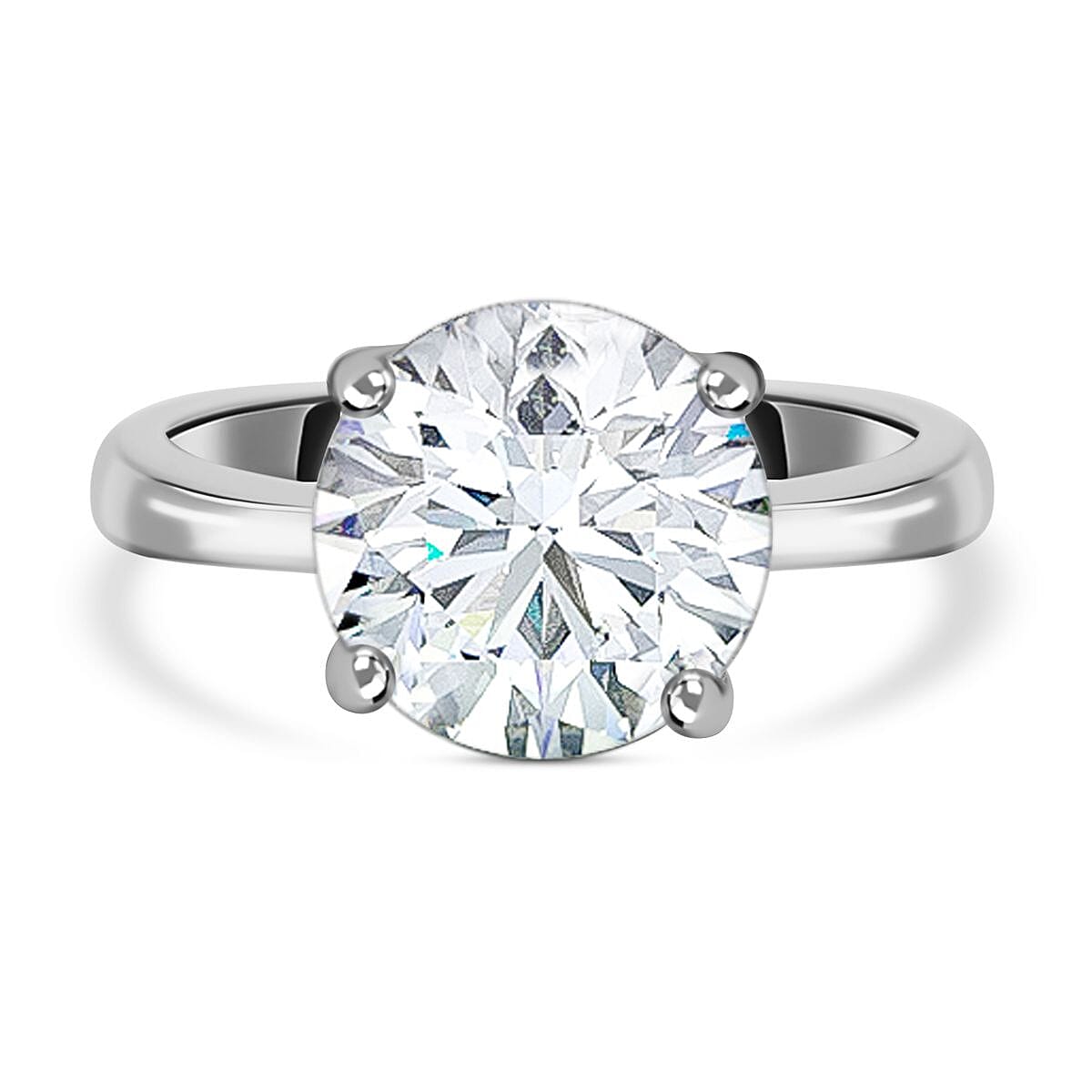 3 Ct Moissanite Big Solitaire Ring in Rhodium Overlay Sterling Silver 8899123 0