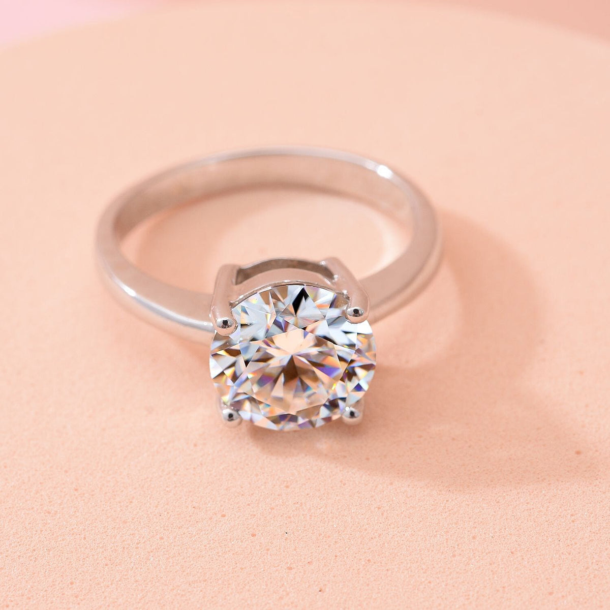 3 Ct Moissanite Big Solitaire Ring in Rhodium Overlay Sterling Silver 8899123 3