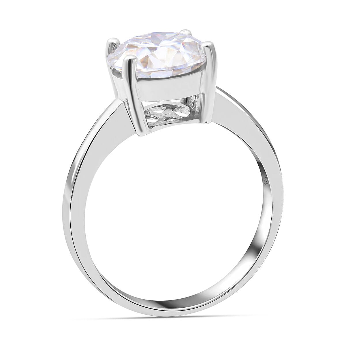 3 Ct Moissanite Big Solitaire Ring in Rhodium Overlay Sterling Silver 8899123 7