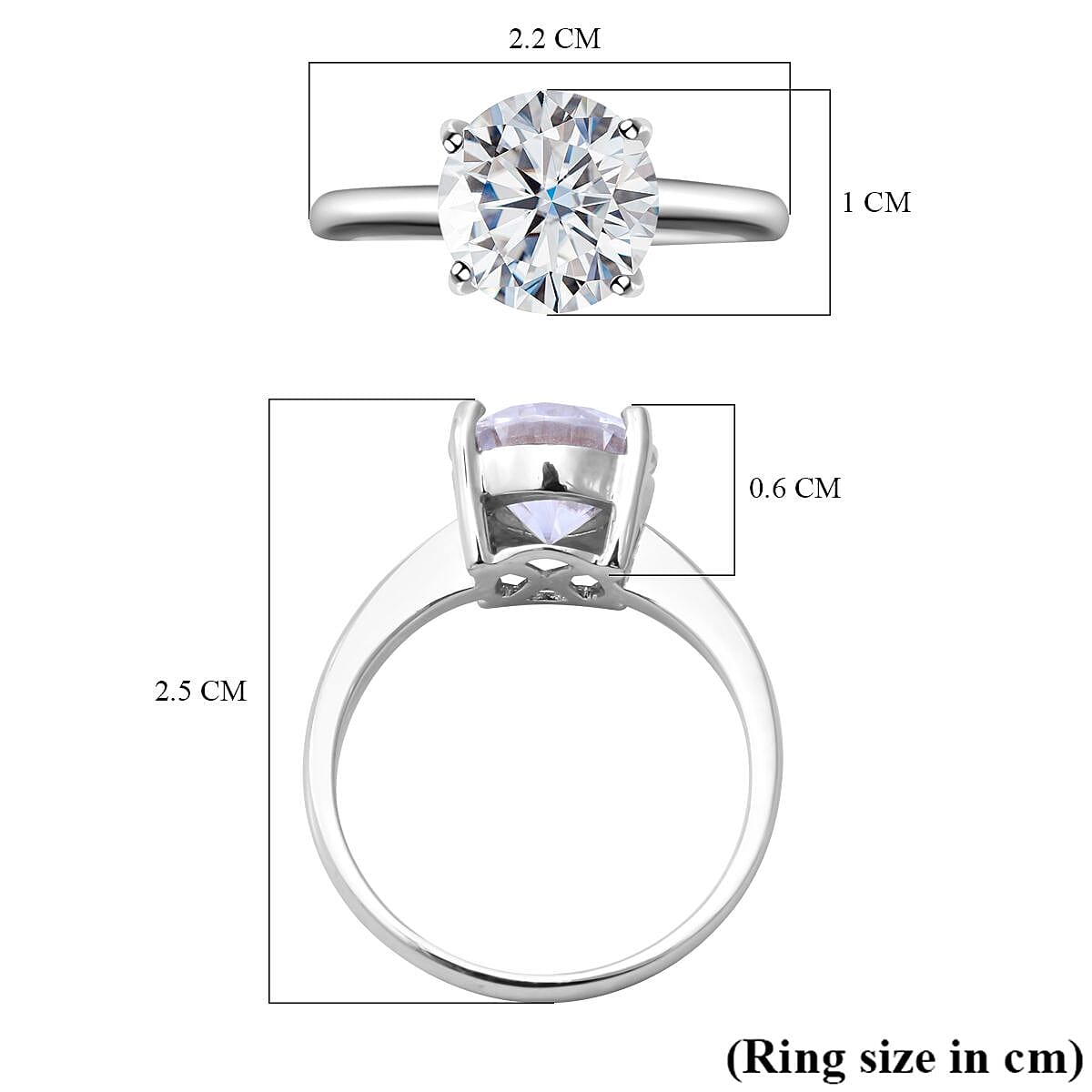 3 Ct Moissanite Big Solitaire Ring in Rhodium Overlay Sterling Silver 8899123 11