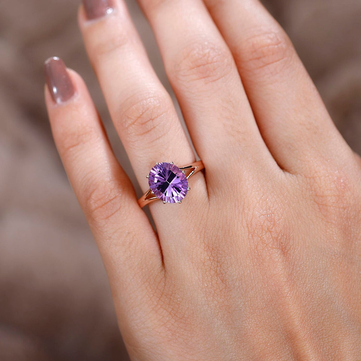 3 Ct. Pink Amethyst Solitaire Ring in 18K Vermeil Rose Gold Over Sterling Silver 7519991 5