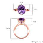 D'Joy Pink Amethyst Solitaire Ring in 18K Vermeil Rose Gold Plated Sterling Silver 3.27 Ct.