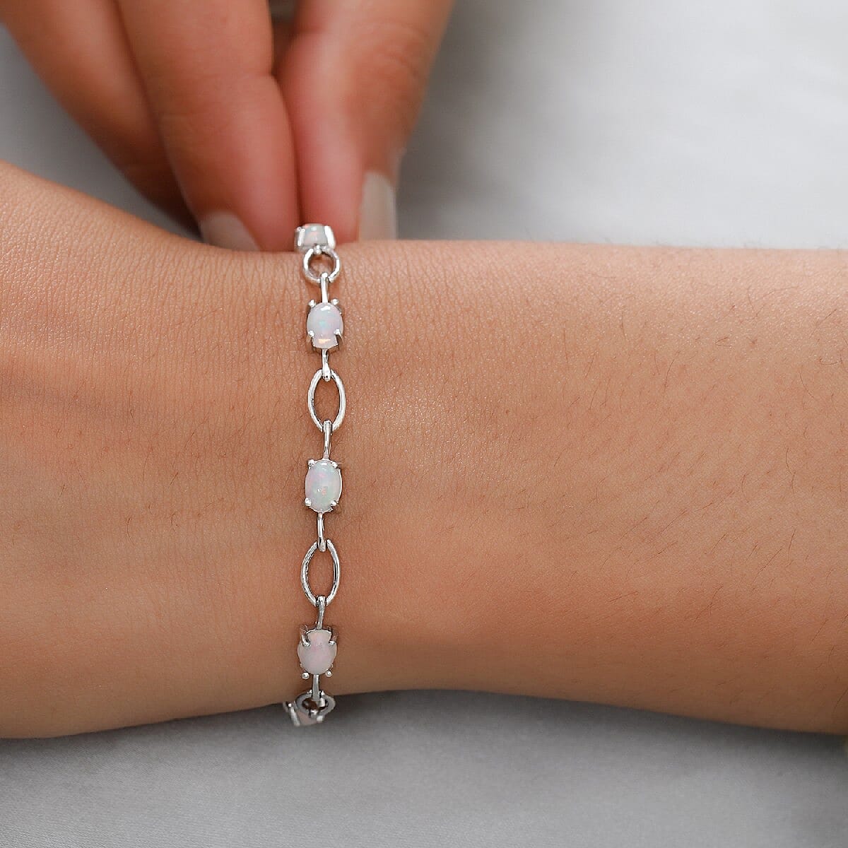 3 Ct. Ethiopian Opal Bracelet in Platinum Plated Sterling Silver 3840932 3