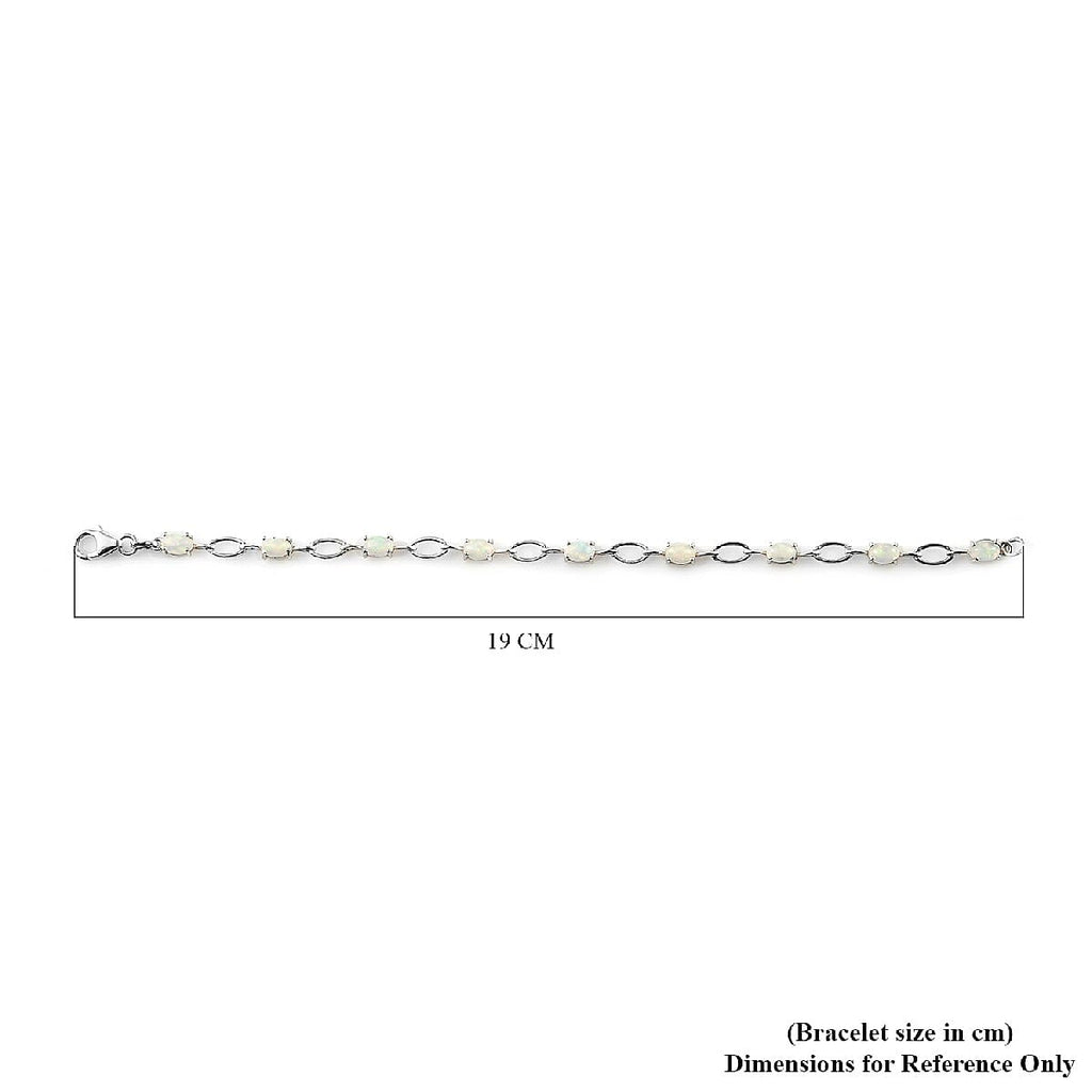 AAA Wegel Tena Opal Link Bracelet (Size 7) in Platinum Overlay Sterling Silver 2.790 Ct.