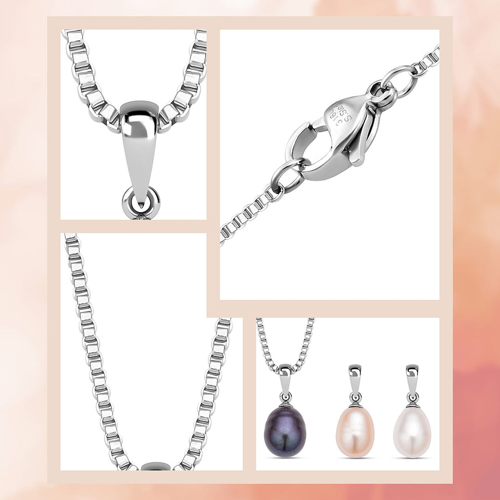 Set of 3 Fresh Water Pearl Pendant with Chain (Size 20) 15.00 Ct.