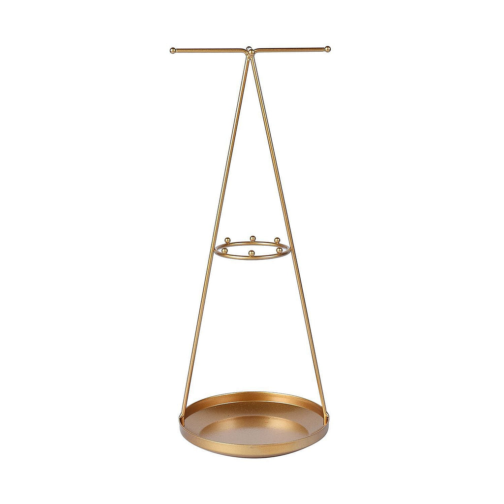 3 Layer Cone-Shaped Jewellery Rack (Size 37x15x15 Cm) - Gold