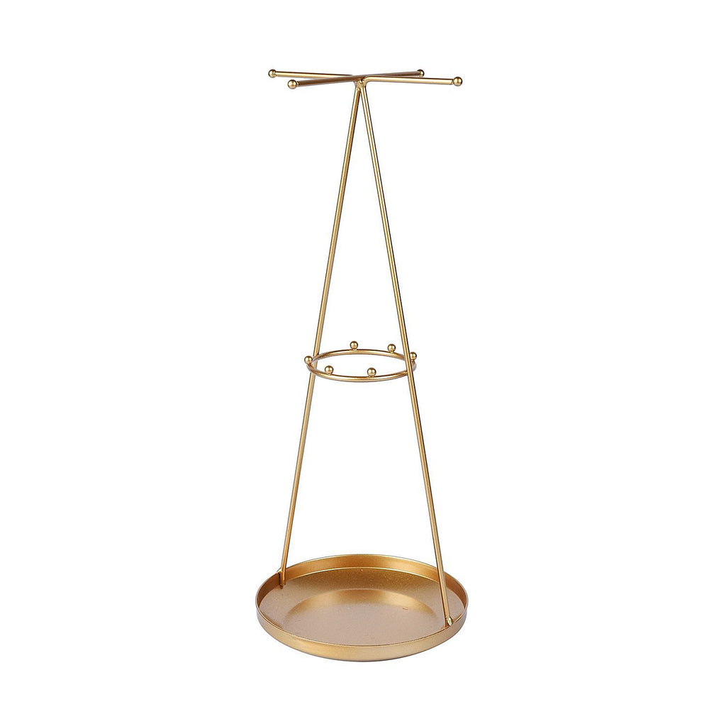 3 Layer Cone-Shaped Jewellery Rack (Size 37x15x15 Cm) - Gold