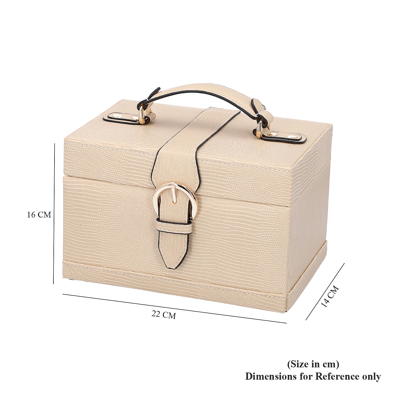 3 Layer Lizard Skin Pattern Jewellery Box with Inside Mirror and Button Lock - Black 6071891 5
