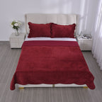 3 Pcs Set Quilt and 2 Pillowcases (Size 200x200 Cm) - Burgundy