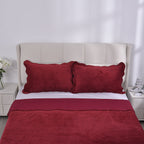 3 Pcs Set Quilt and 2 Pillowcases (Size 200x200 Cm) - Burgundy