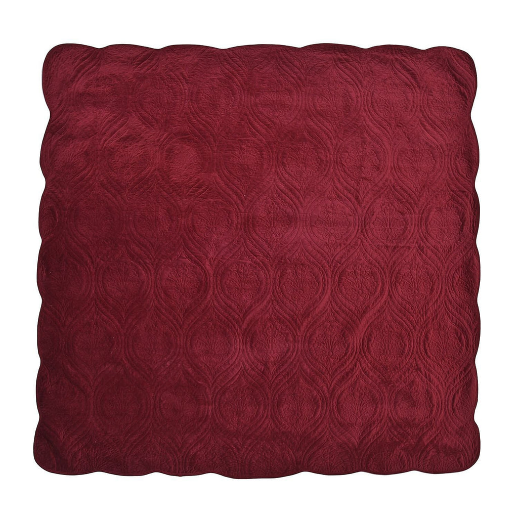 3 Pcs Set Quilt and 2 Pillowcases (Size 200x200 Cm) - Burgundy