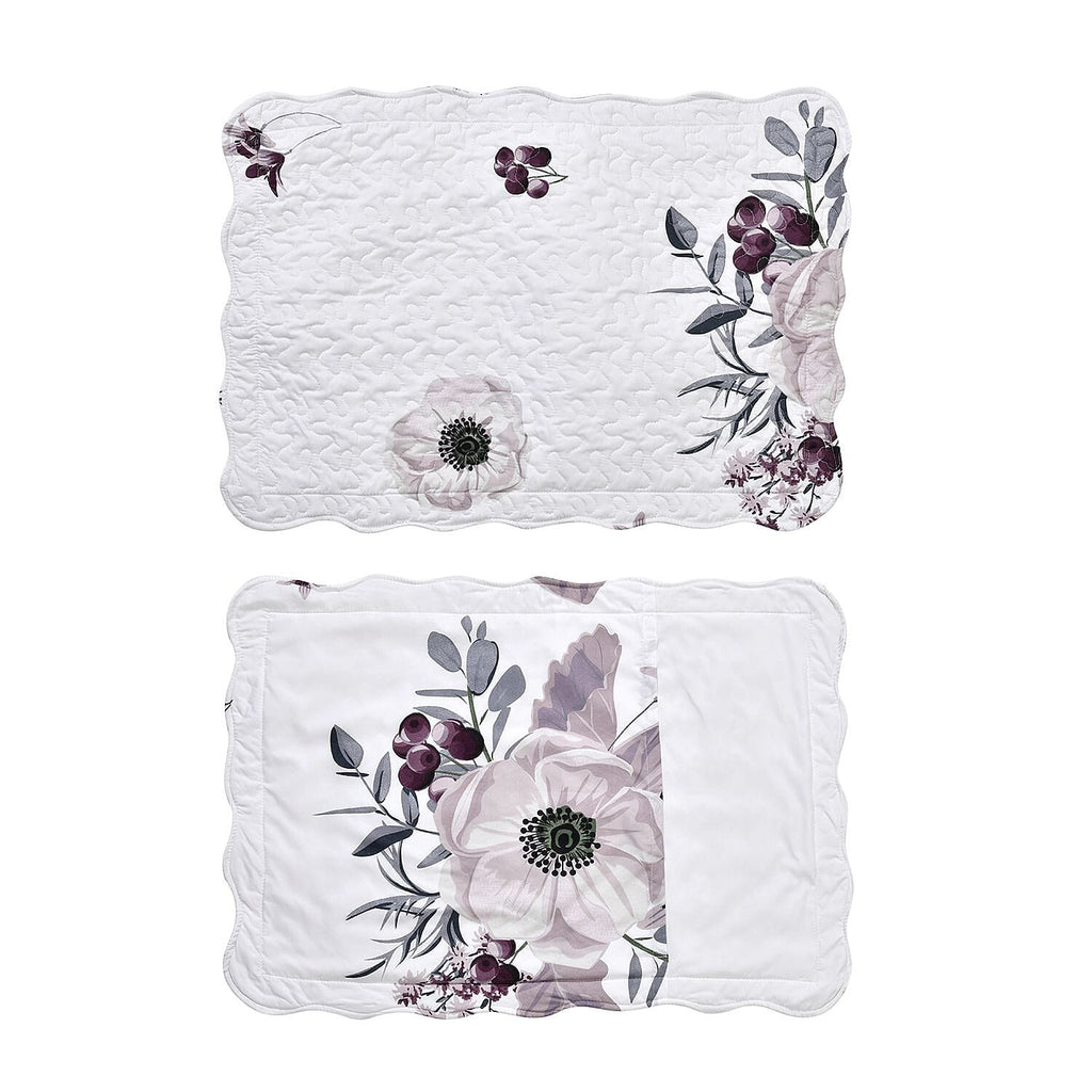 Flowers in Bloom- Summer Quilt with 2 Pillowcases (Double Size) - White and Purple