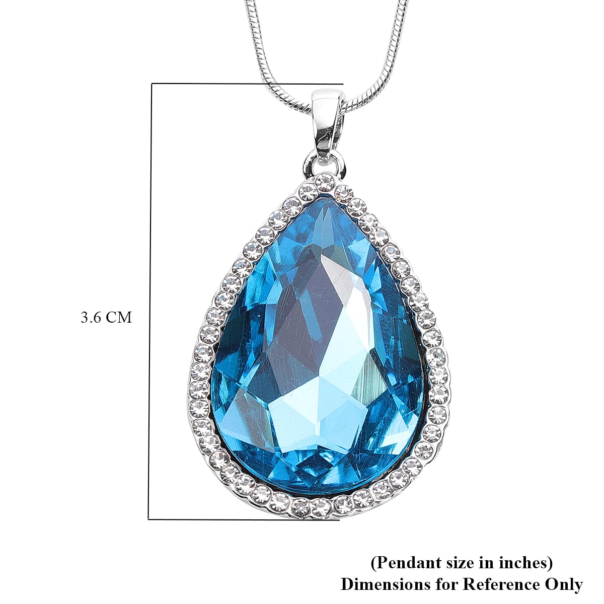 3 Piece Set -Simulated Sky Blue Topaz, Austrian Crystal Pendant with Chain (Size 24 with 3 inch Extender) in Silver Tone &amp; Fuchsia with Multi Colour Scarf (Size 50 Cm) in Gift Box 3710079 3