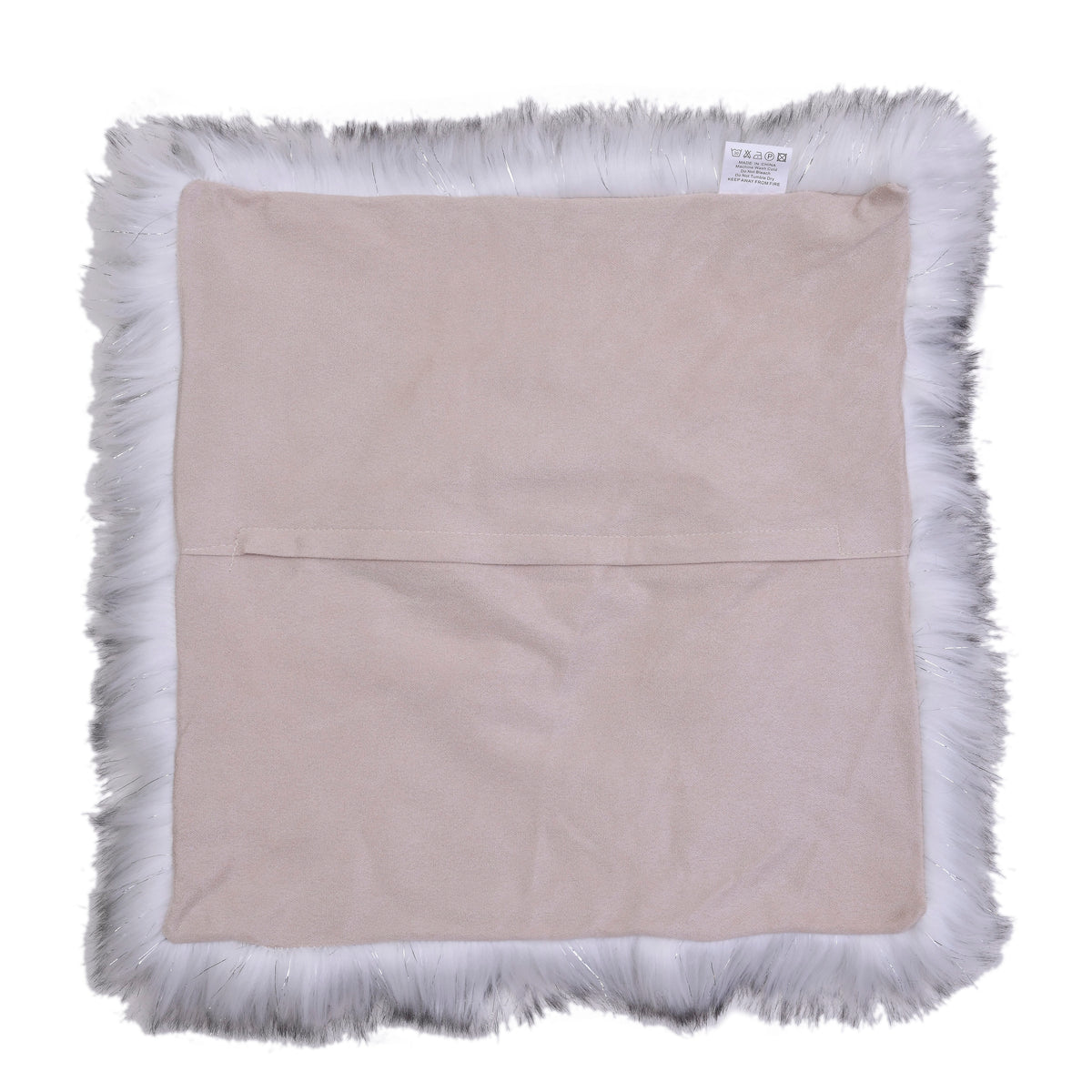 3 Piece Set - 100% Acrylic Faux Fur Glitter Rug with 2 Matching Cushion Covers - White and Black 7308650 6