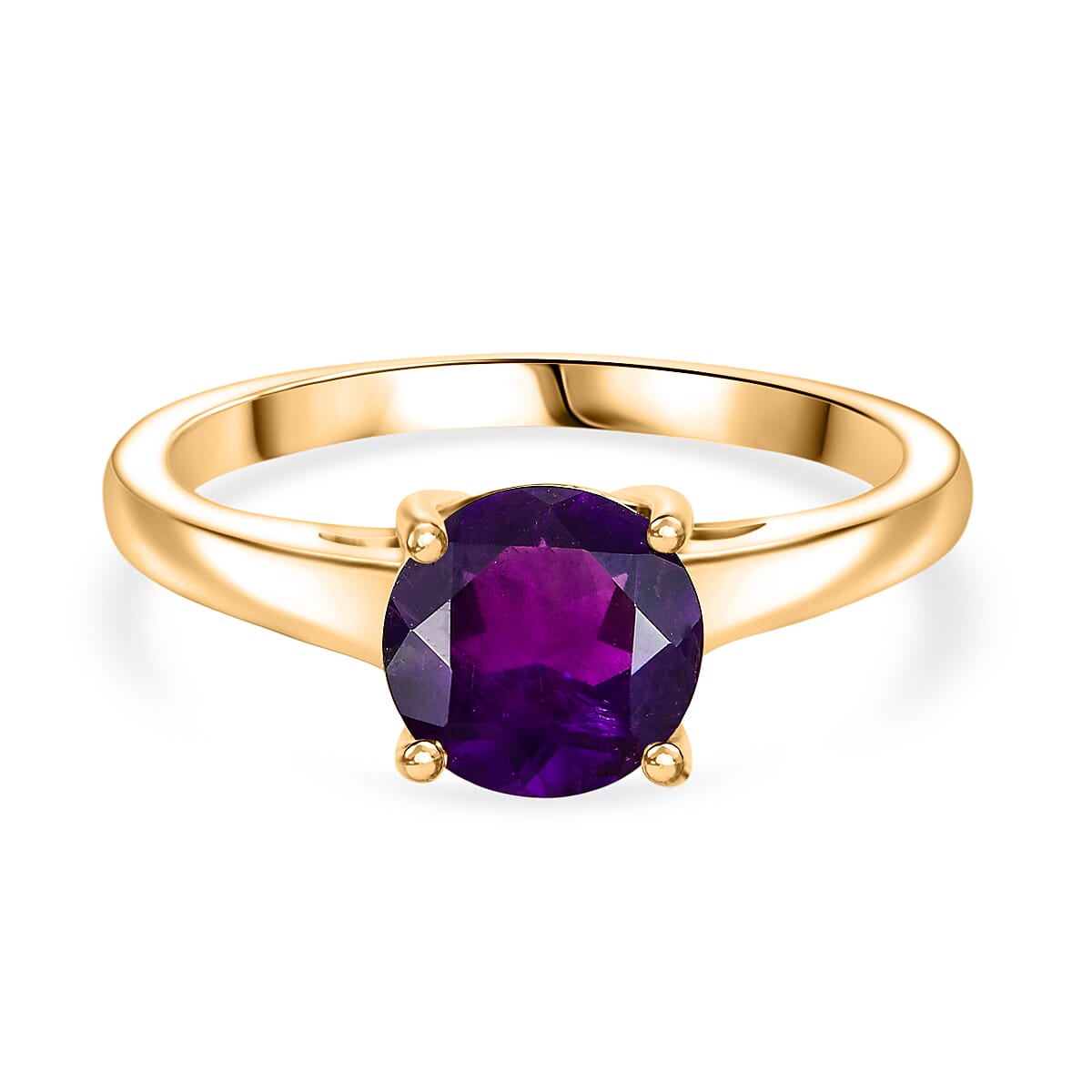 3 Piece Set -  African Amethyst Earring, Ring, Pendant with Chain (Size 20) in 14K Yellow Gold Plated Sterling Silver 3.75 Ct, Silver Wt. 5.34 Gms. 4393499 3
